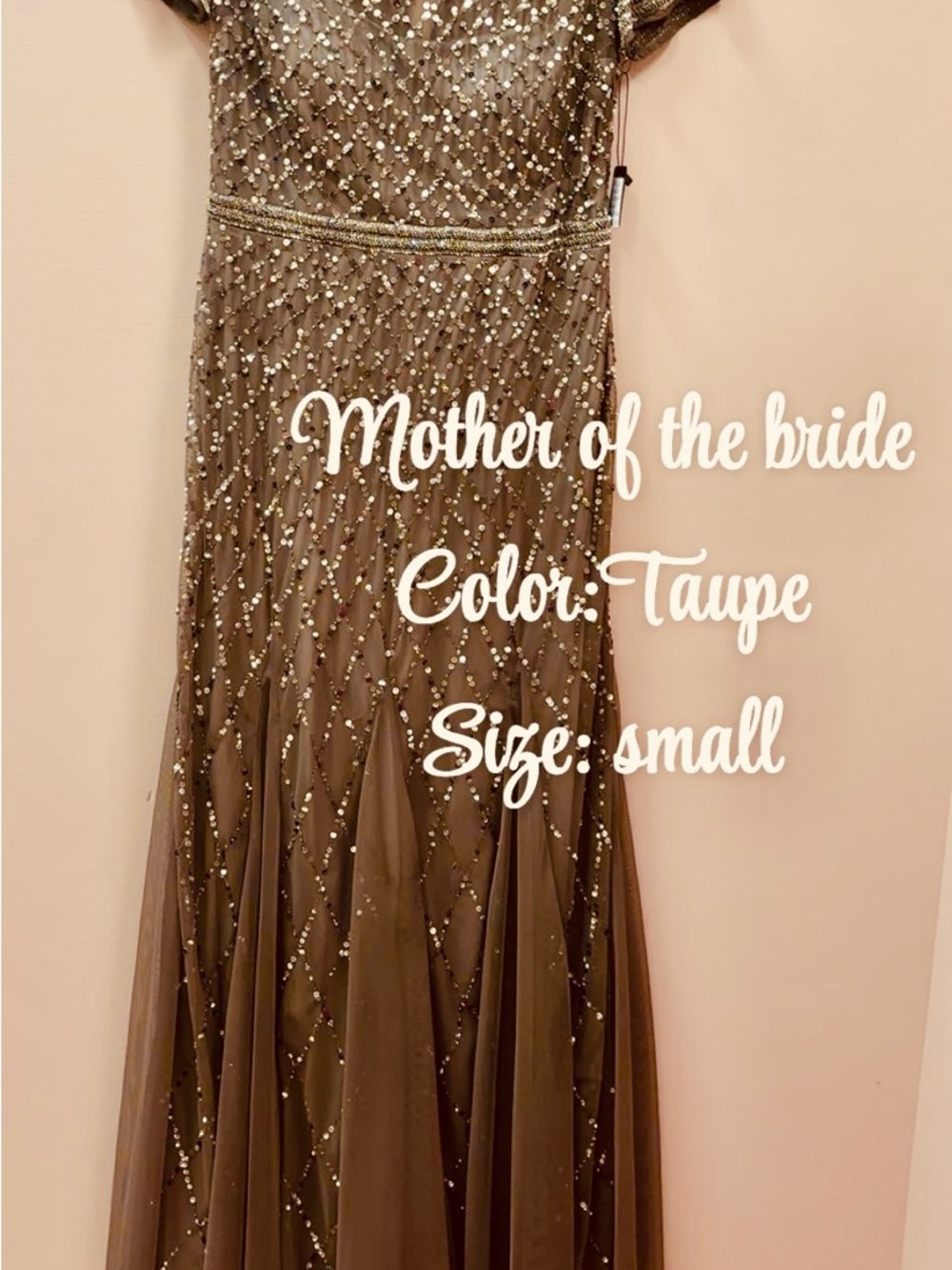 Adrianna Papell Taupe Beaded Maxi Dress